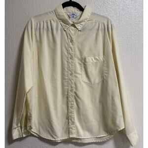 Vintage Lady Oak Hill Sz 38 Cotton Blouse Yellow Plaid Shirt Made Is USA Preppy